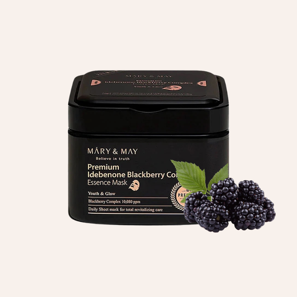 Masques tissu Mary&May Premium Idebenone Blackberry Complex Essence Mask 20pcs skincare coréenne Joia