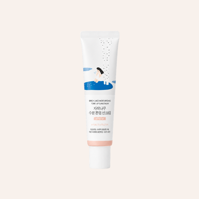 Crème solaire teintée Round Lab Birch Moisture Tone-Up Sunscreen 50ml skincare coréenne Joia