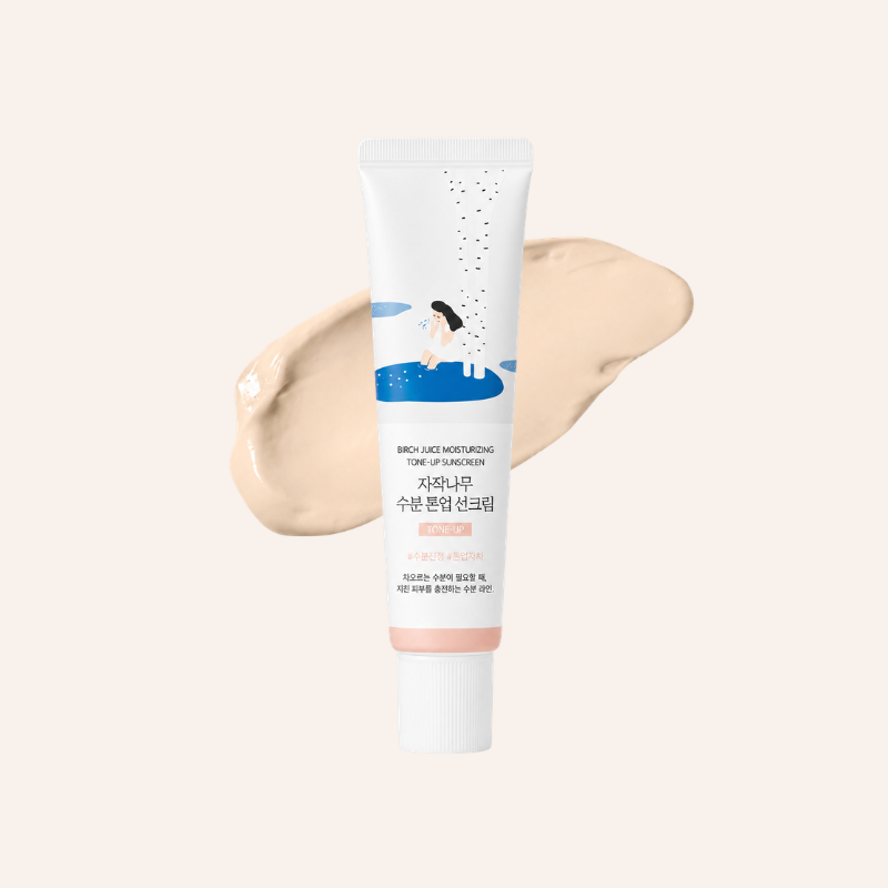 Crème solaire teintée Round Lab Birch Moisture Tone-Up Sunscreen 50ml skincare coréenne Joia