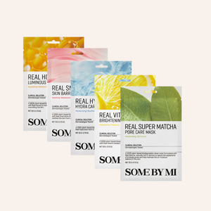 Masques visage Some By Mi Real Care Mask acide hyaluronique vitamine C glutathione AHA BHA PHA snail super matcha real honey skincare coréenne Joia